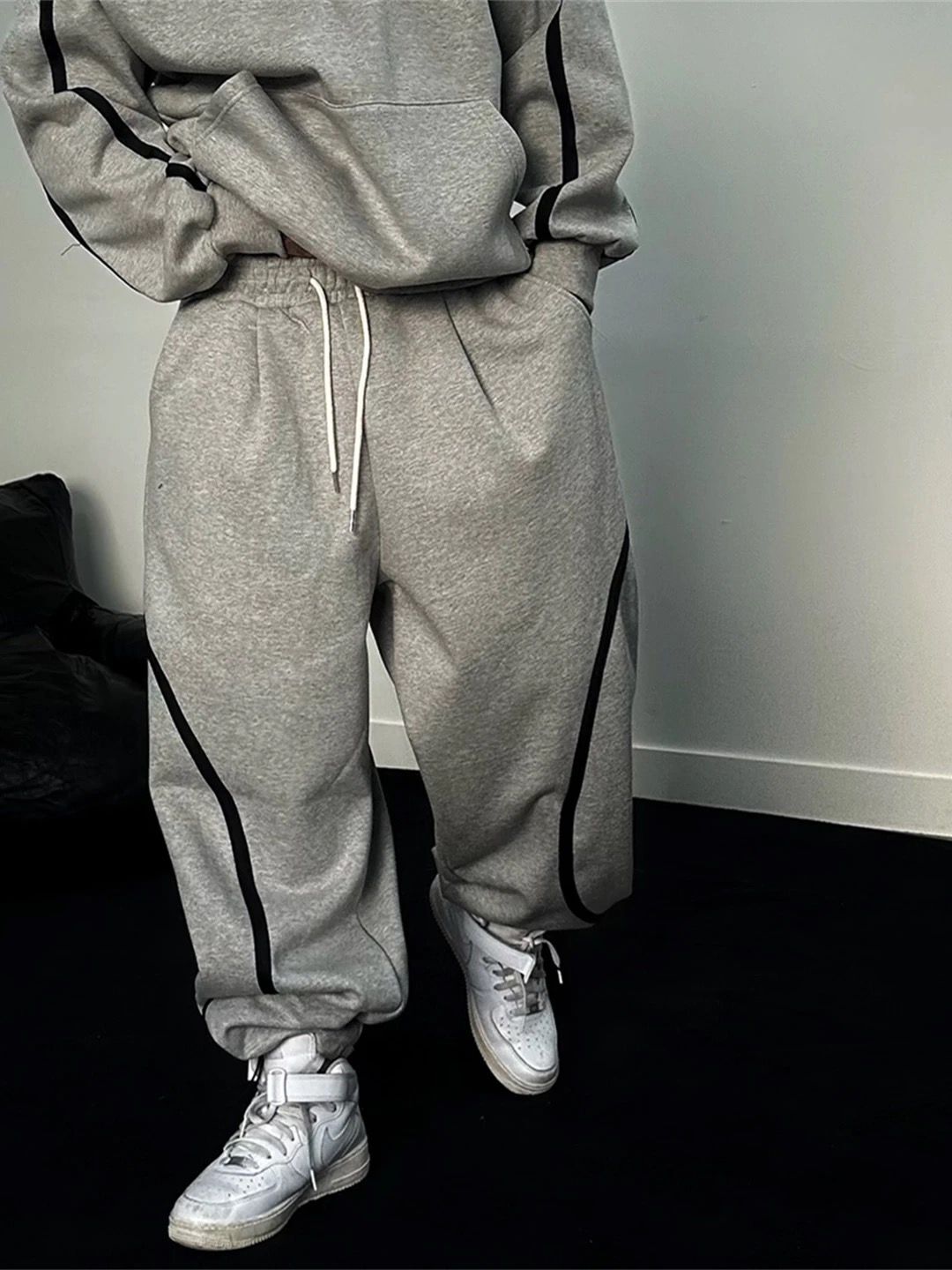 拼線可束腳運動褲(薄抓毛底) TAC-0395P