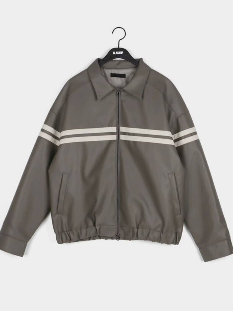 反領雙間拉鍊合成皮褸 ALLWAYS-046JK