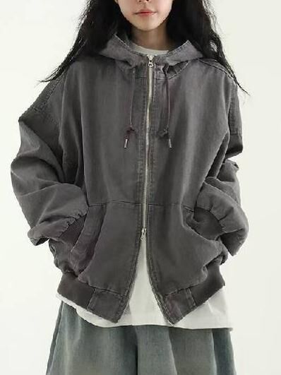 洗水淨色連帽拉鍊外套 ALLWAYS-048JK