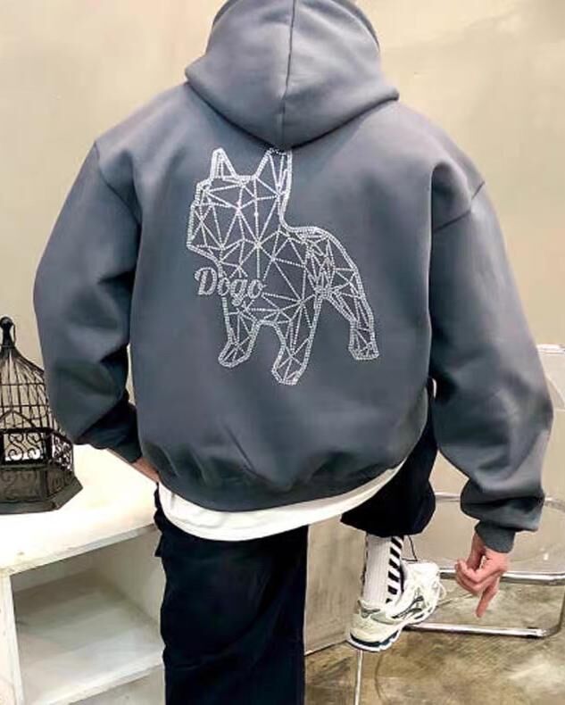 狗仔圖案連帽拉鍊外套(薄抓毛底) BARON-223JK