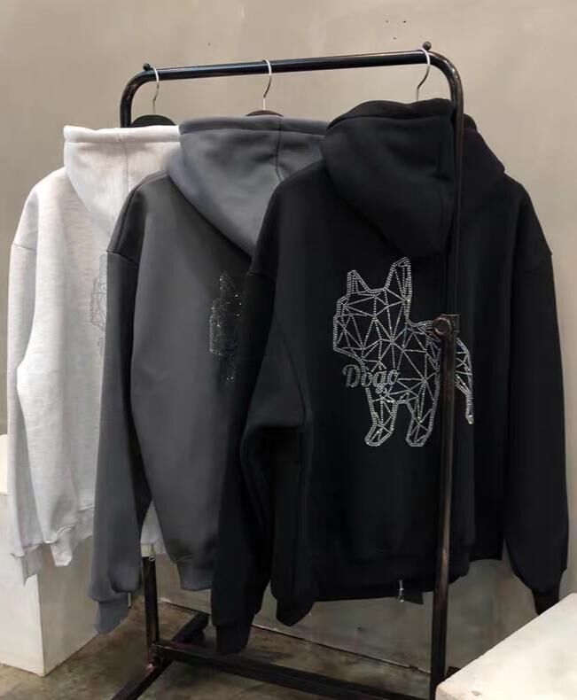 狗仔圖案連帽拉鍊外套(薄抓毛底) BARON-223JK