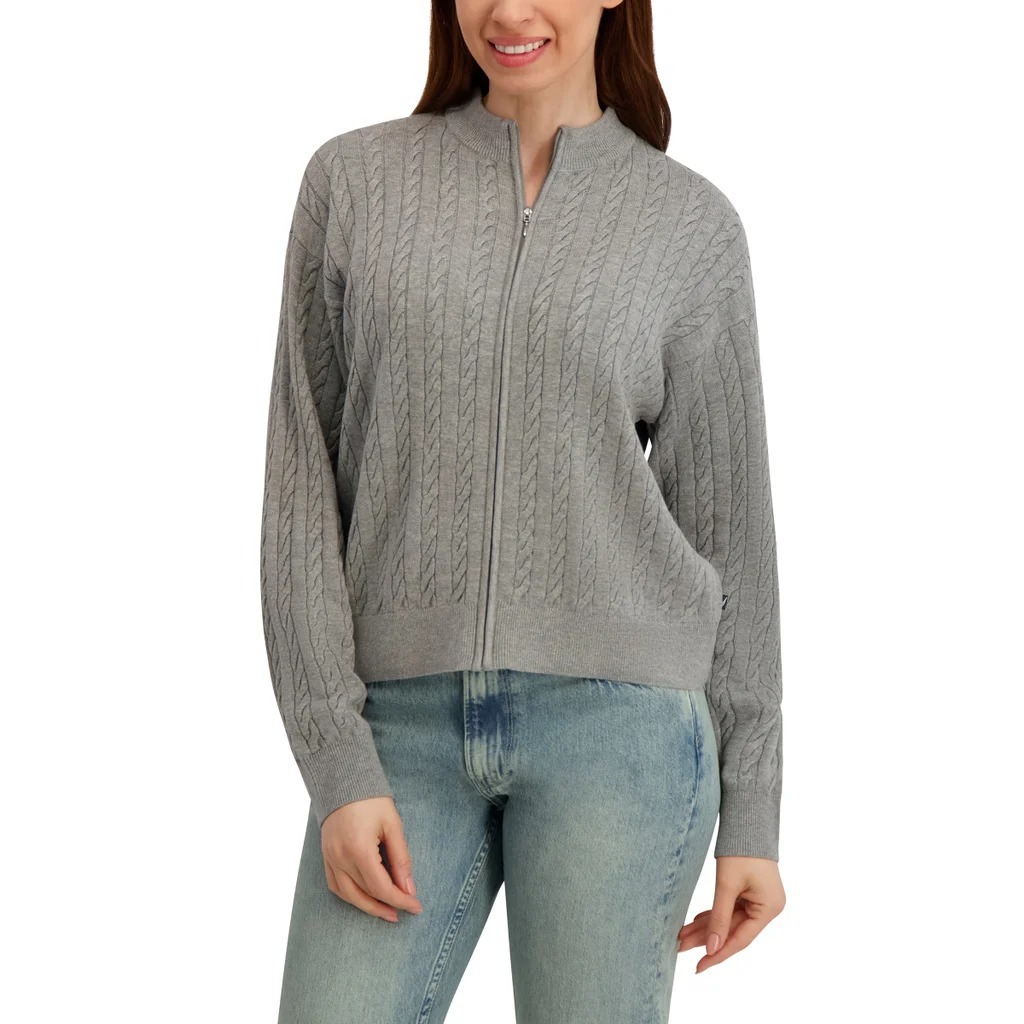 【預購】Nautica Jeans H122950 女裝麻花編織拉鍊針織外套