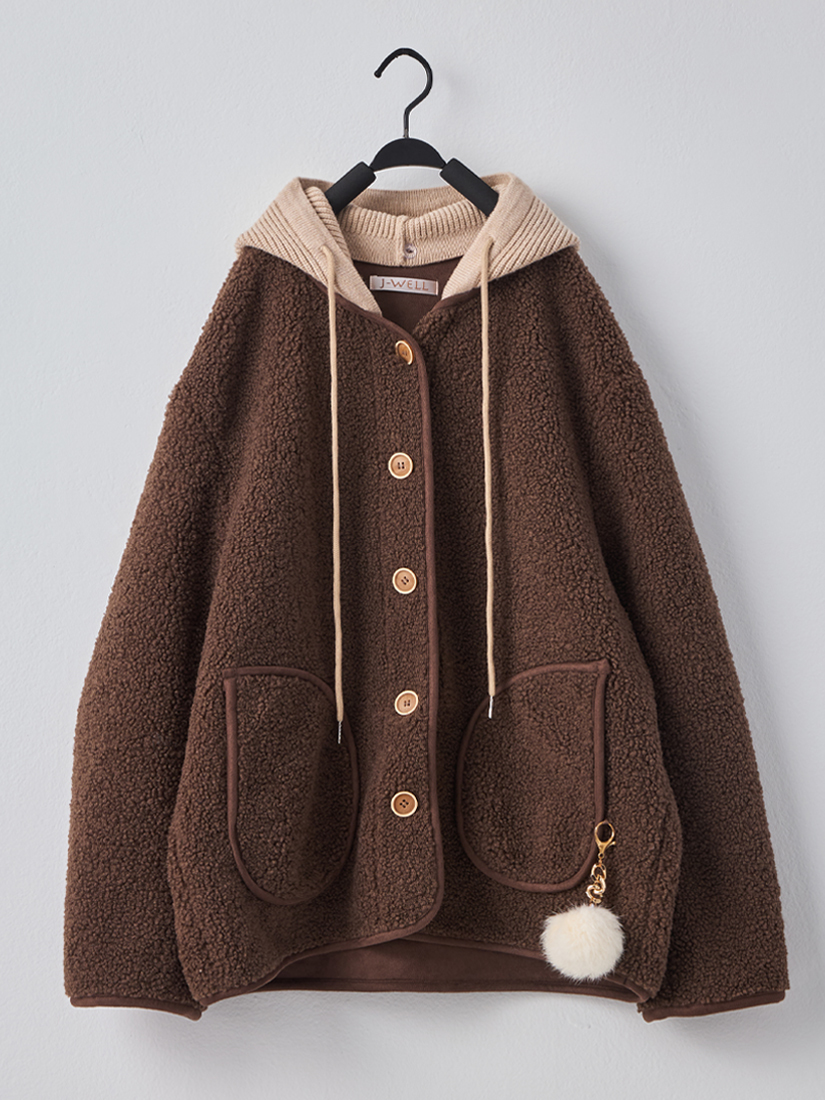 溫暖搖粒絨外套菱格針織長裙組合