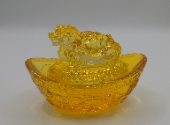 1230pa05-開運-鎮宅招財黃琉璃龍龜金元寶 (可經師傅開光)（A5）