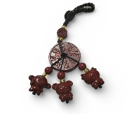 1230pa14-開運-三合猴龍鼠 硃砂掛件  (可經師傅開光)（A14）