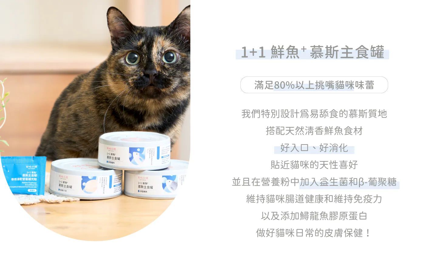 LADY FLAVOR 好味小姐｜1+1鮮魚⁺慕斯主食罐80g 貓咪主食罐 好味小姐主食罐