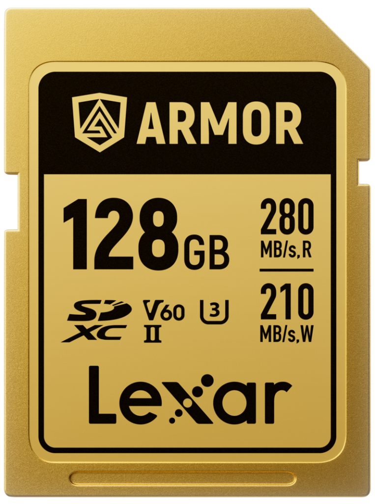 LEXAR PROFESSIONAL SD ARMOR GOLD SDHC 64GB/128GB/256GB/512GB, U3 V60 UHS-II, 6K (up to 280MB/s read, 210MB/s write)
