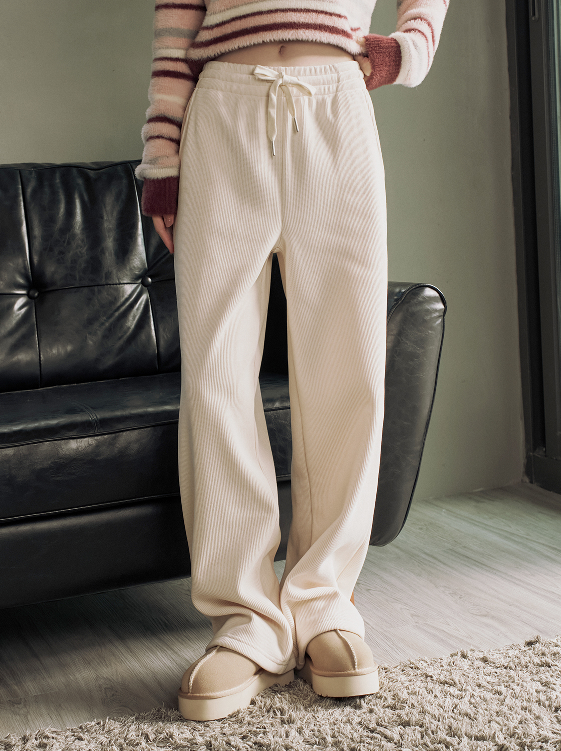 發熱 保暖針織感寬褲