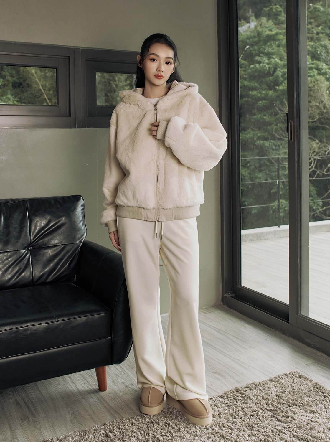 發熱 保暖針織感寬褲