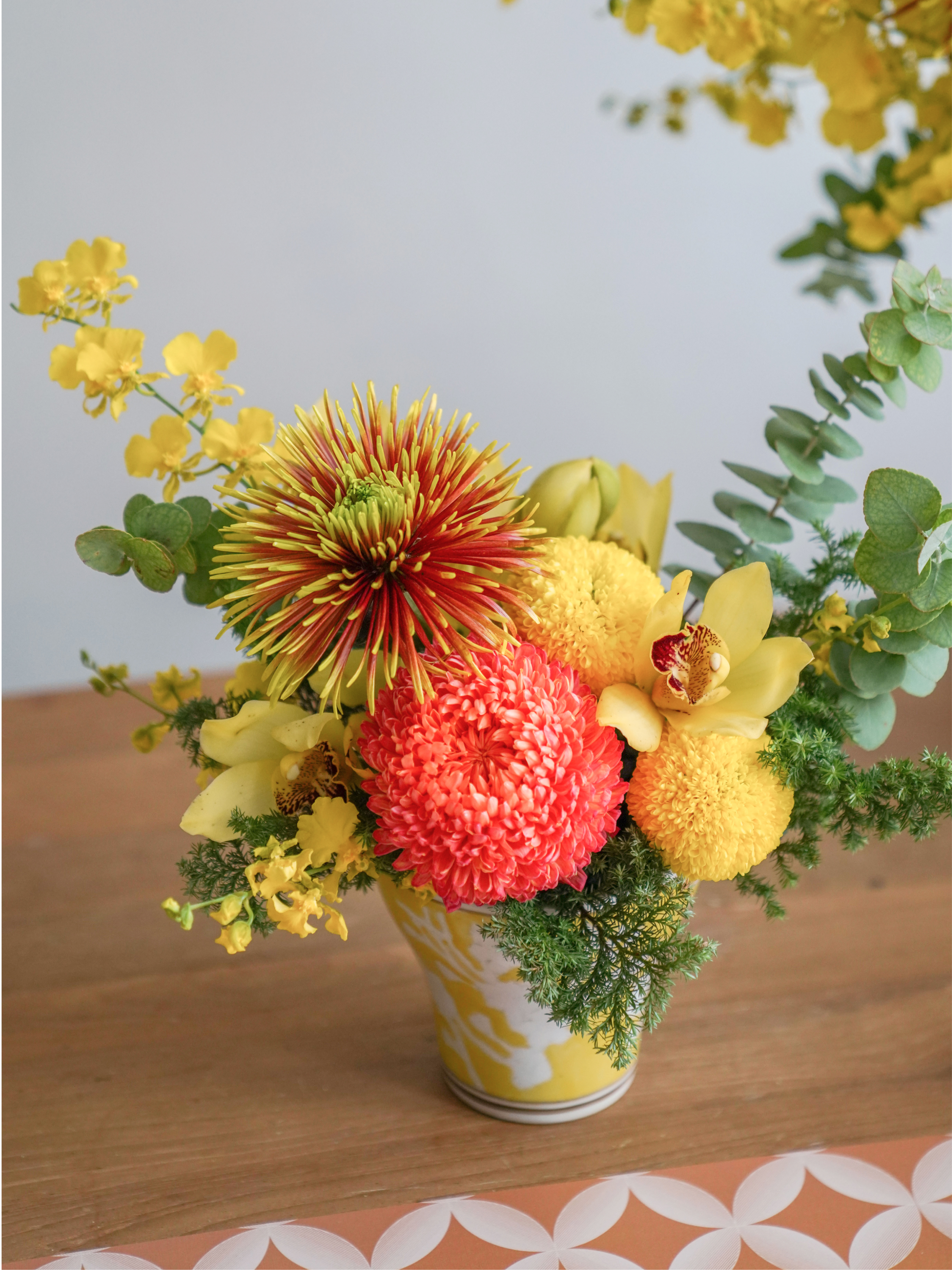 聚寶盆．黃花瓷鮮花盆 新年花禮