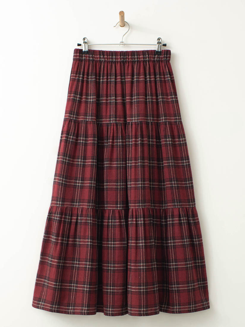 輕學院氣質經典蘇格蘭格紋法蘭絨蛋糕長裙