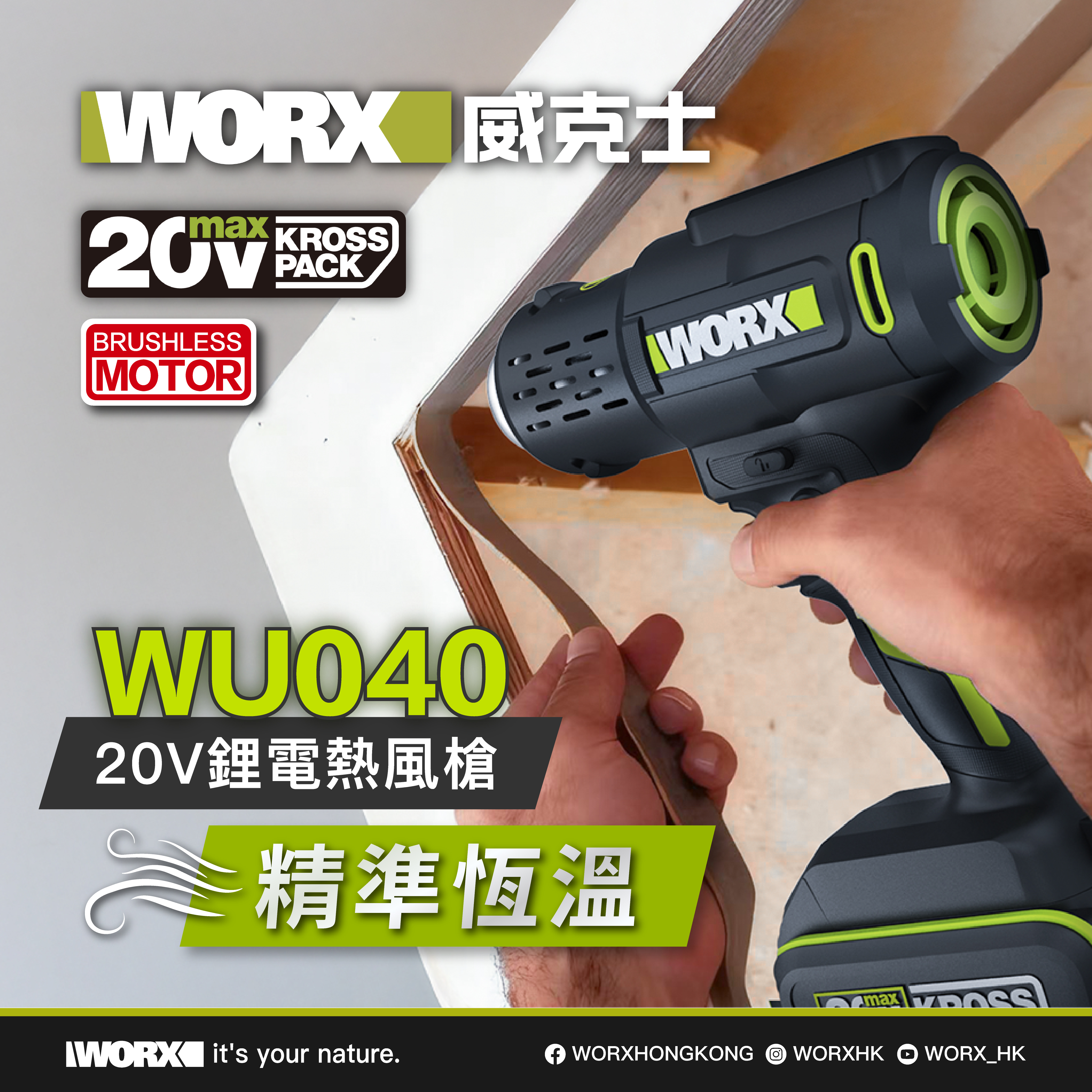 WORX WU040 20V 鋰電熱風槍