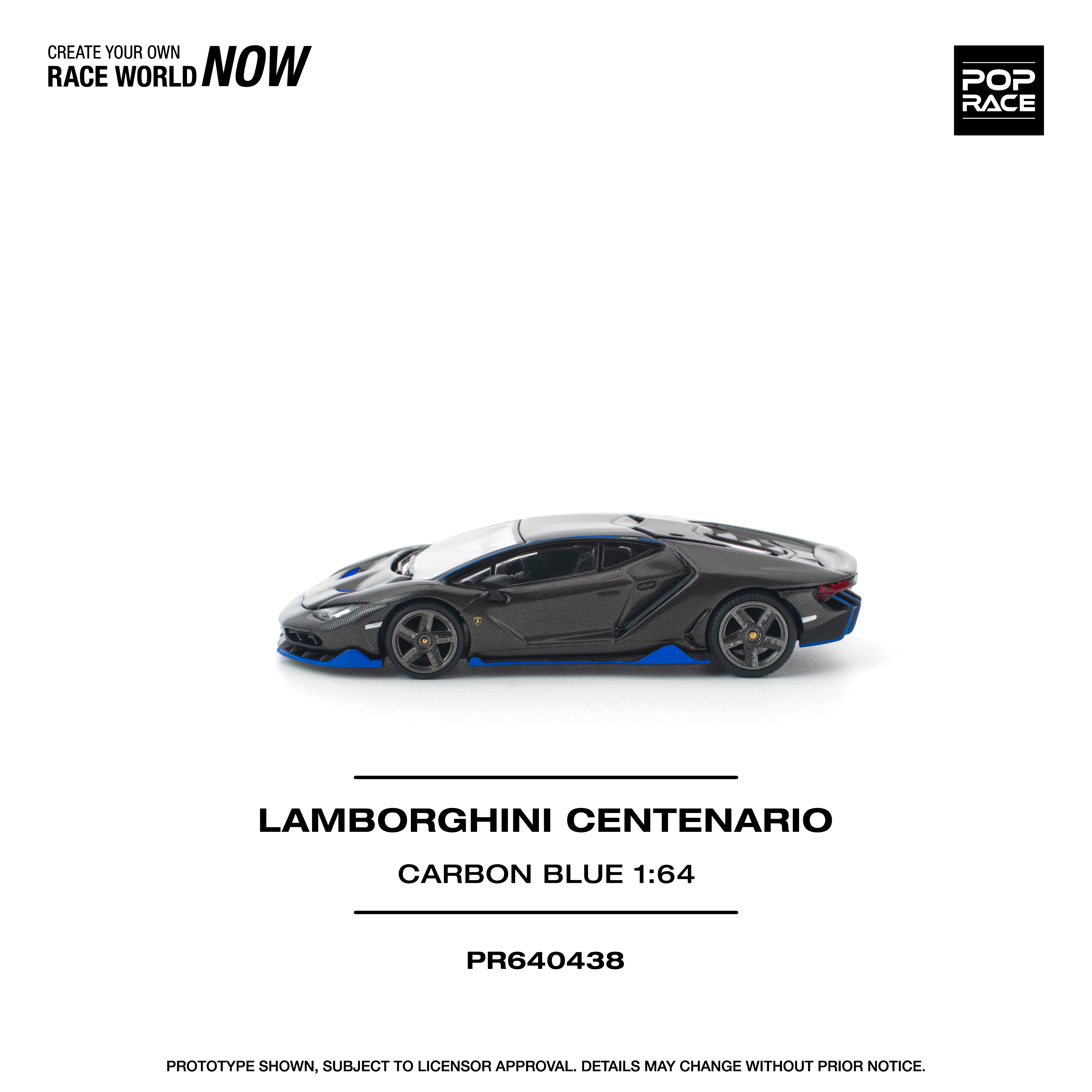 [預訂] POPRACE 1/64 LAMBORGHINI CENTENARIO CARBON BLUE