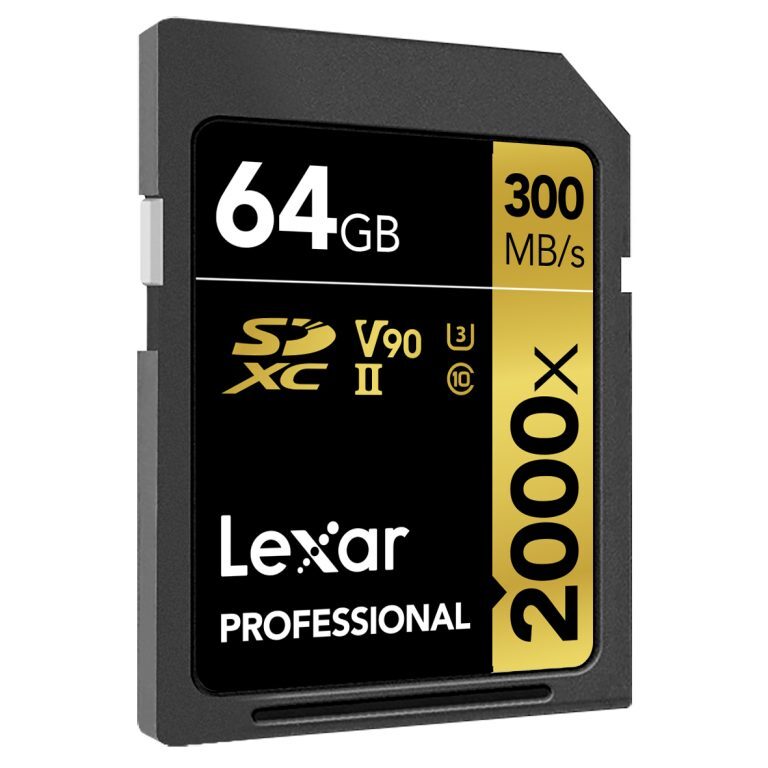 LEXAR PROFESSIONAL 2000X SDXC 64GB/128GB/256GBGOLD SERIES, U3 V90 UHS-II(up to 300MB/s read, 260MB/s write)