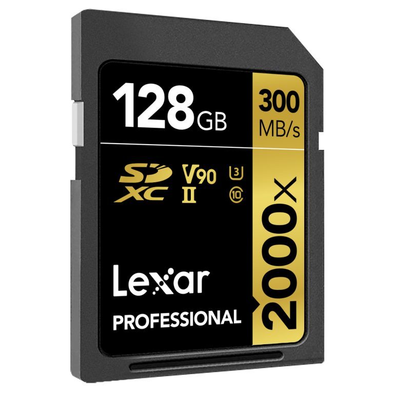 LEXAR PROFESSIONAL 2000X SDXC 64GB/128GB/256GBGOLD SERIES, U3 V90 UHS-II(up to 300MB/s read, 260MB/s write)