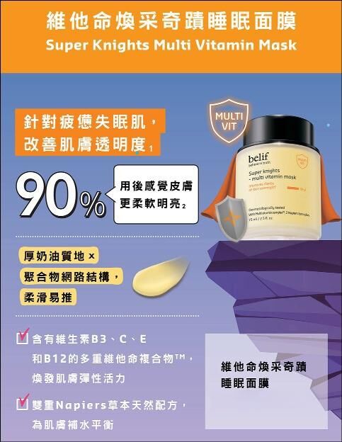 belif 維他命煥采奇蹟睡眠面膜75ml Z779（2-3星期寄出）