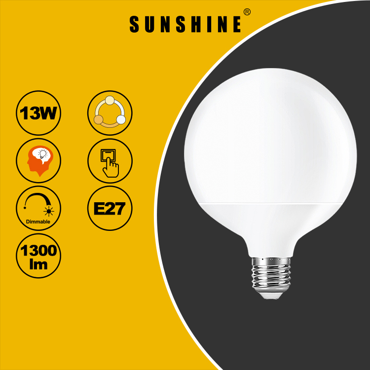 LED遙控燈膽套裝(1燈膽+1遙控) 13W G95 E27大螺頭 可調光暗及三色溫 3000K-6500K LRGA-13W-S