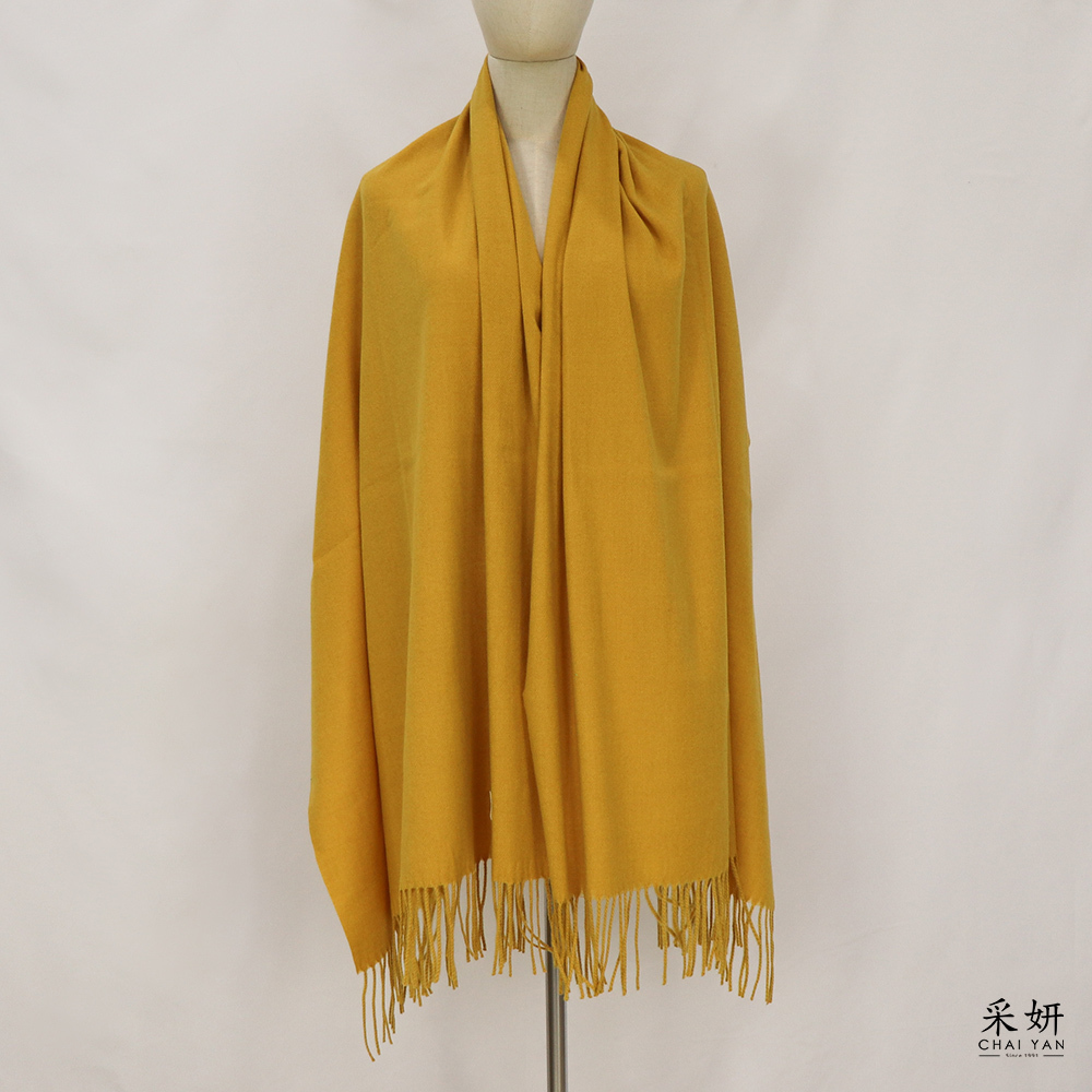 素色小羊標圍巾披肩