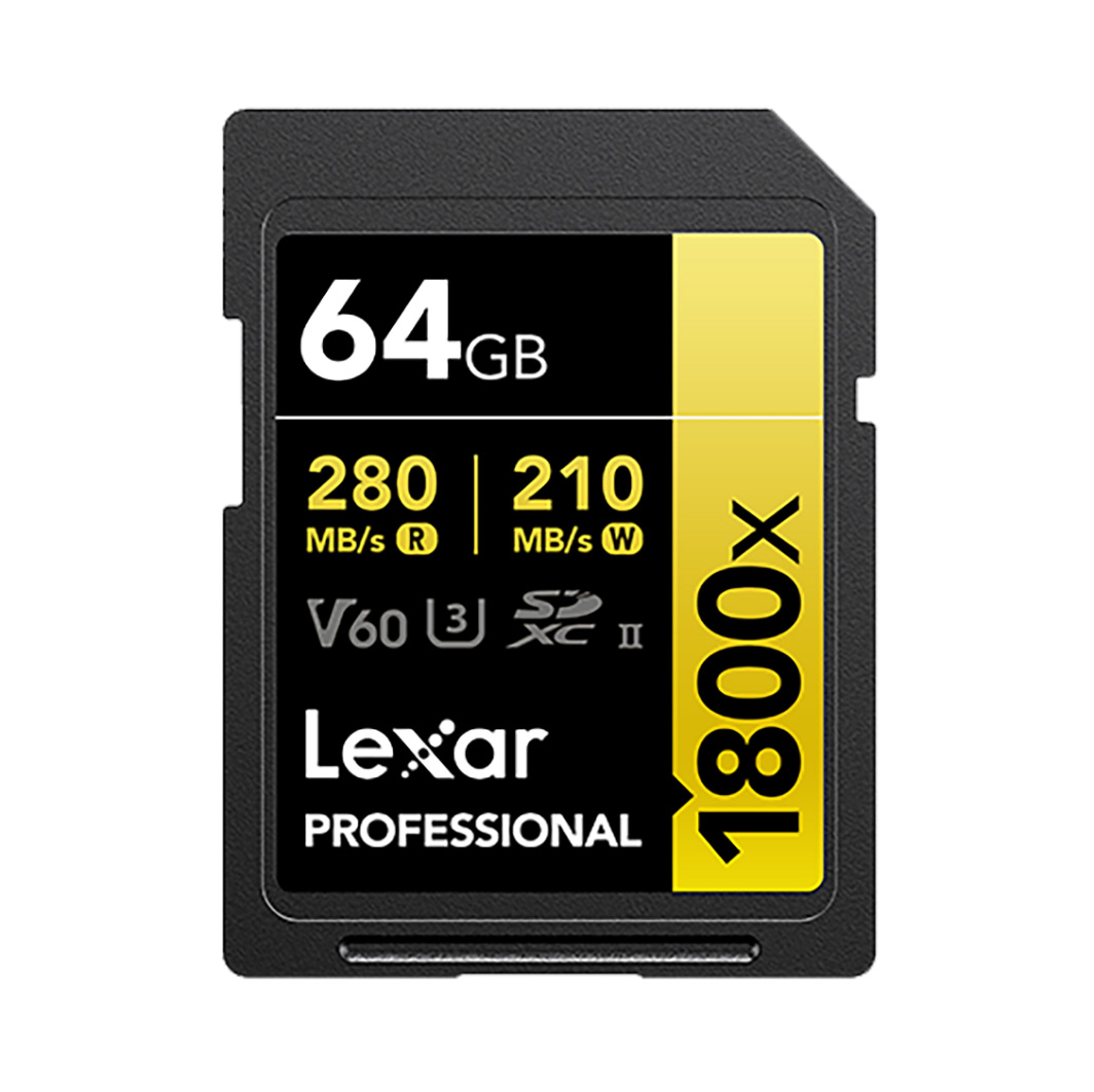 LEXAR PROFESSIONAL 1800X SDXC™ UHS-II CARD GOLD SERIES 64GB/128GB/256GB/512GB/1TB(up to 280MB/s read, up to 210MB/s write)