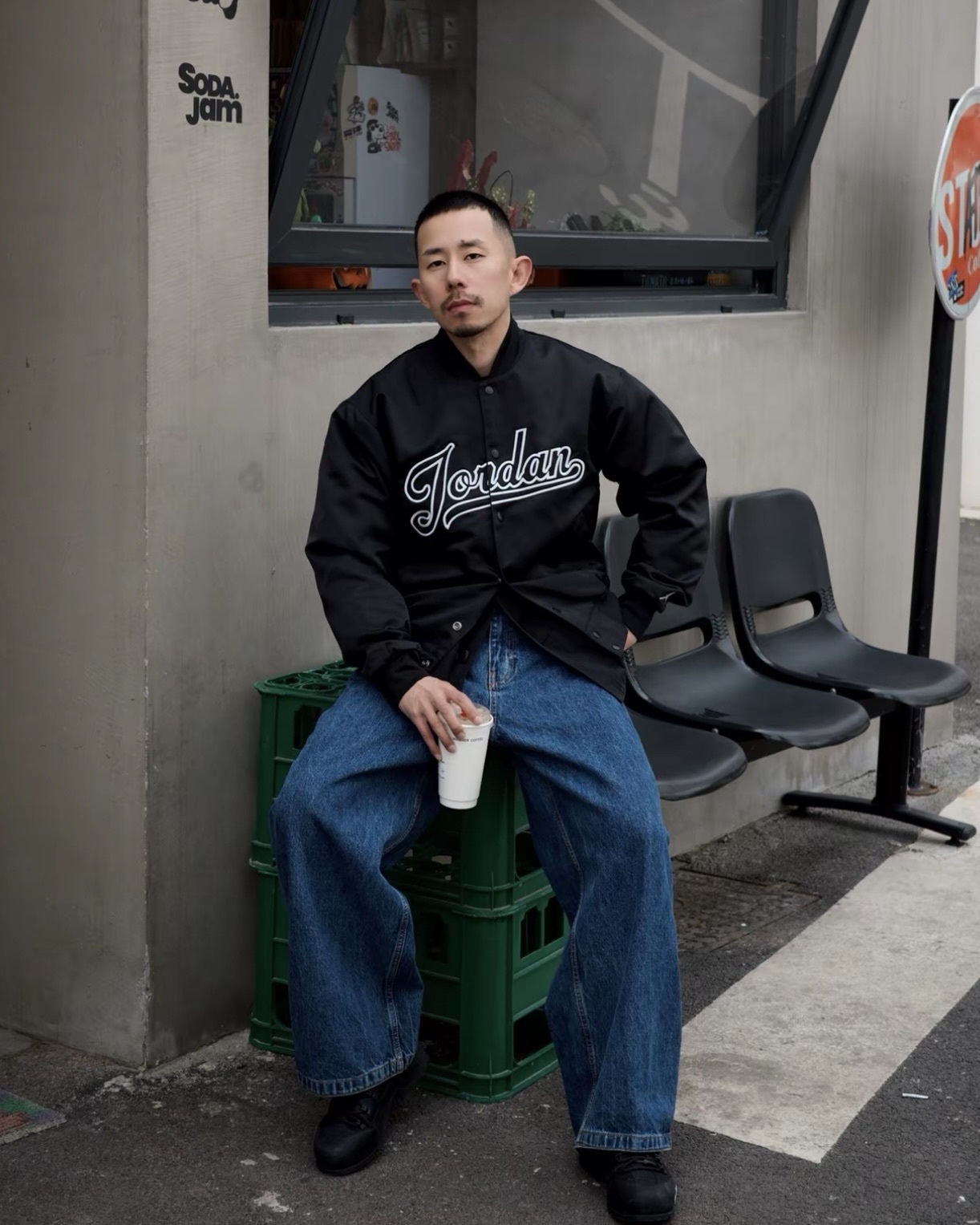 #預購 NIKE JORDAN 刺繡LOGO 排扣棒球外套 FN4660-010 黑