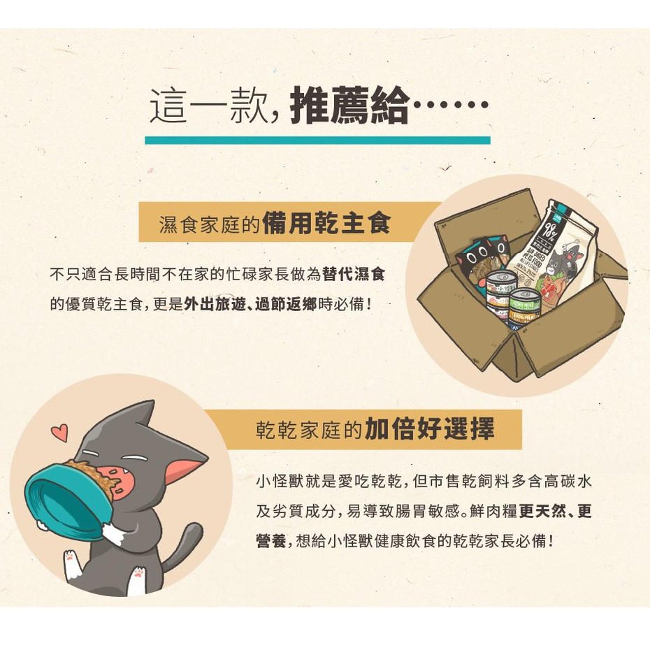 怪獸部落｜貓用98%鮮肉主食糧 貓飼料