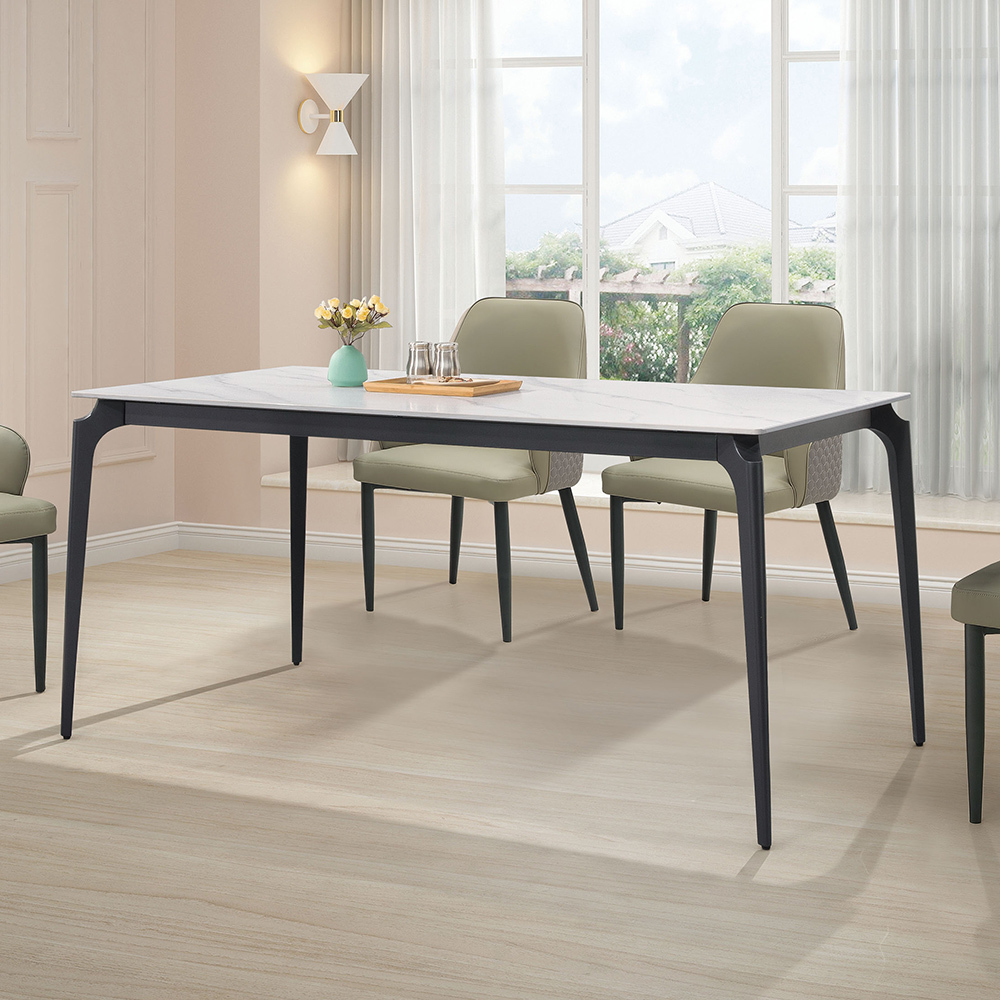 卡莉絲5.3尺工業風白色岩板餐桌/長桌/會議桌