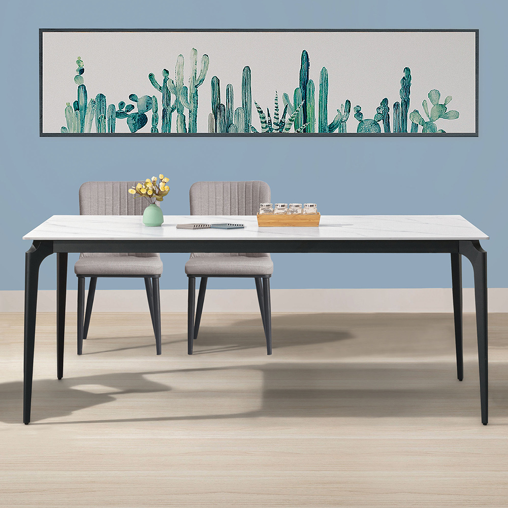 卡莉絲6尺工業風白色岩板餐桌/長桌/會議桌