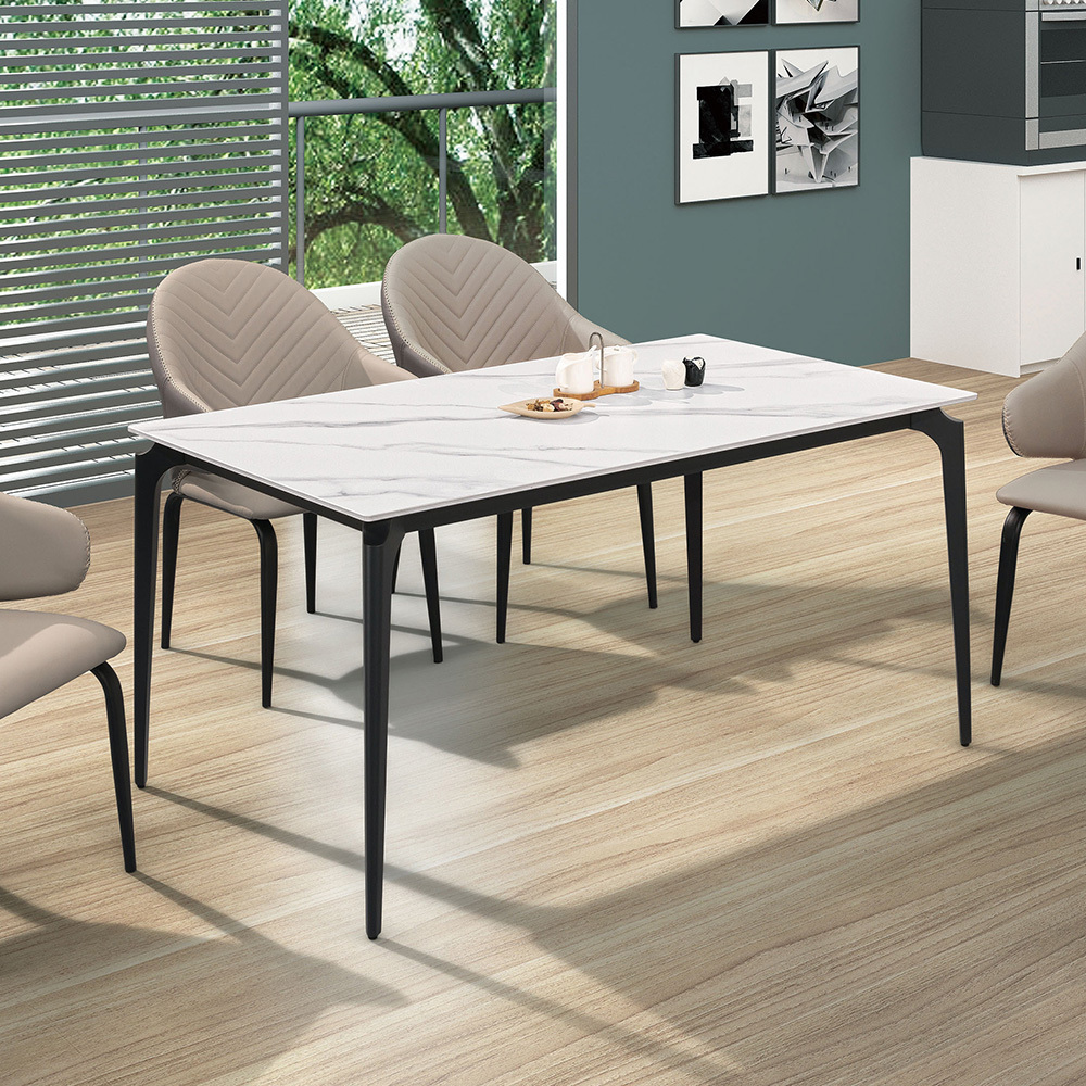 卡莉絲4.7尺工業風白色岩板餐桌/休閒工作桌