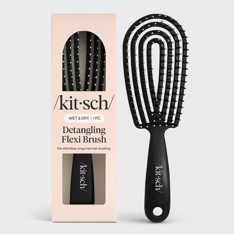 美國 Kitsch 人體工學手柄柔韌順髮梳 黑
