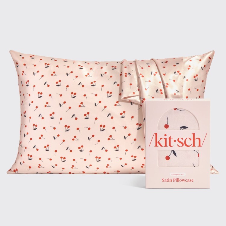 美國 Kitsch 抗皺科技緞面絲滑枕頭套 櫻桃