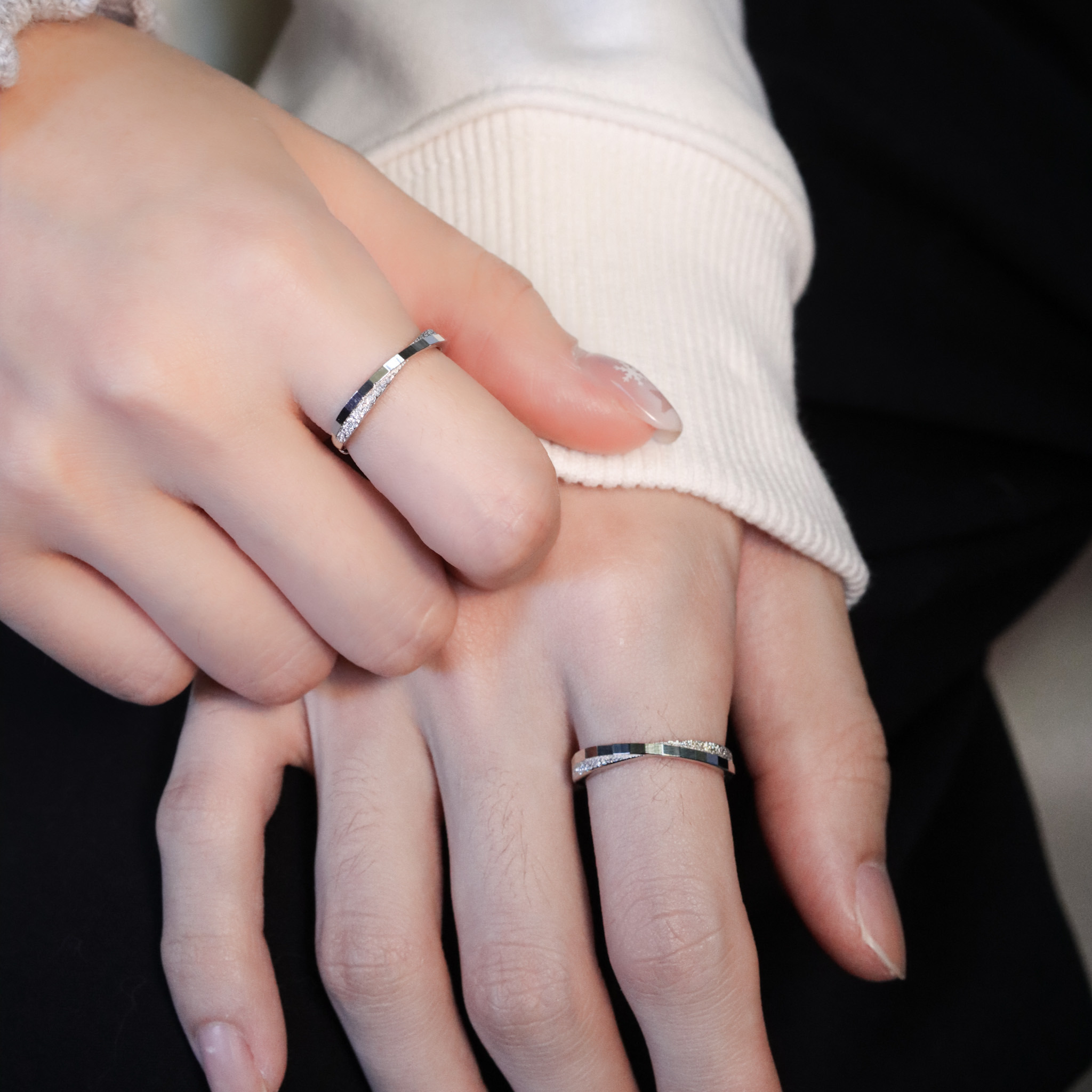 | 925純銀・ 厚鍍白金 | 遇見彼此情侶戒指（男款/女款） | RI1000 |