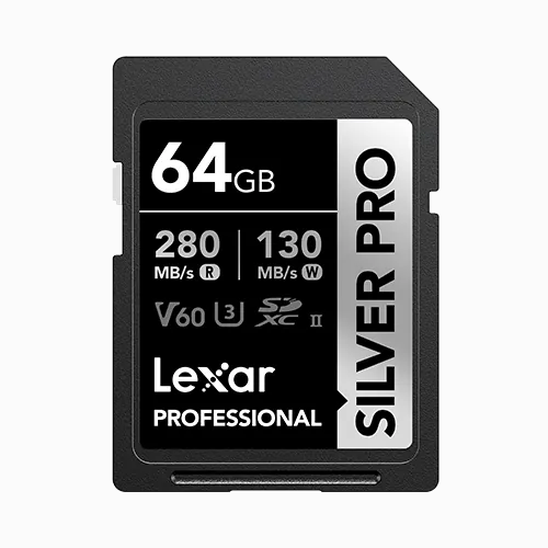 Lexar® Professional SILVER PRO SDXC™ UHS-II , 64GB/128GB/256GB/512GB/1TB(up to 280MB/s Read, up to 130MB/s Write)