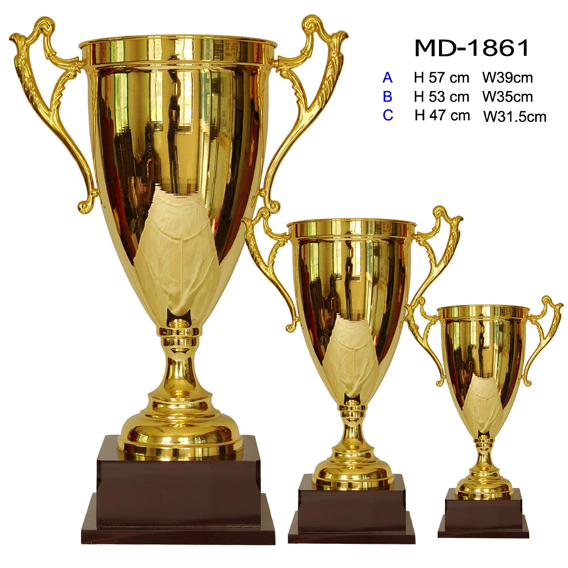 訂製全金屬木底金色極致獎盃 升級送彩色排版金貼 MD-1861