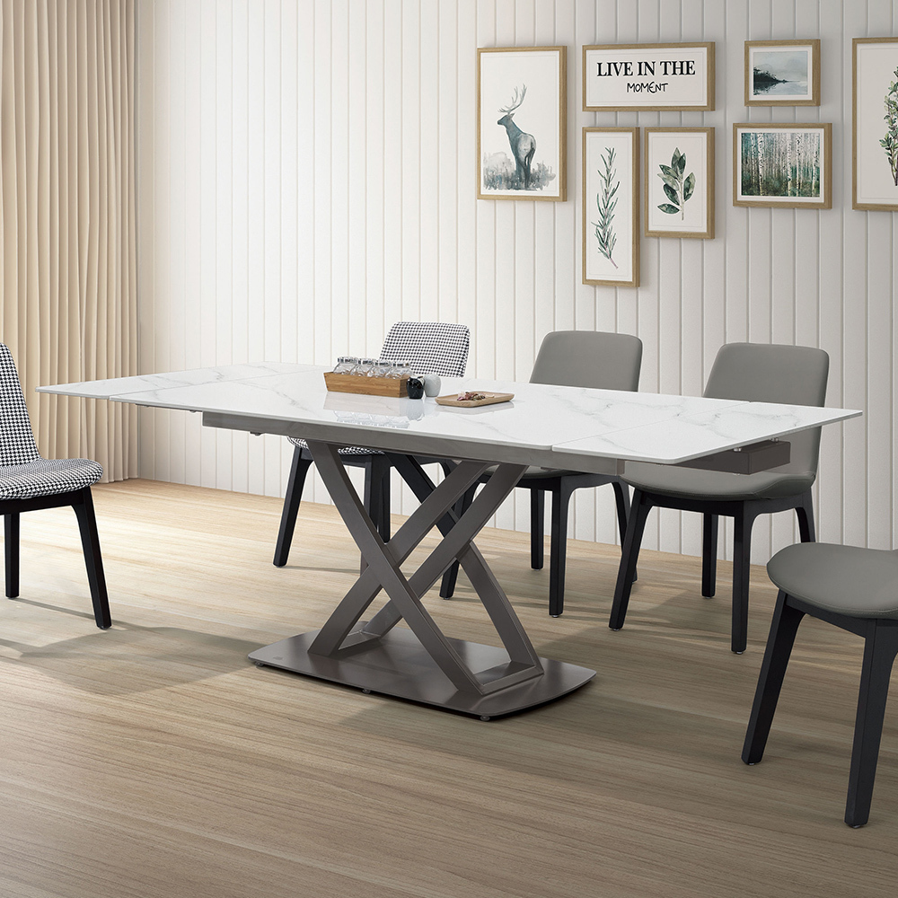 賽爾4.7尺多功能伸縮拉合岩板餐桌/造型餐桌/長桌/會議桌(寬140~200公分)