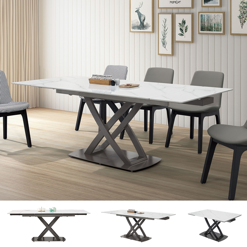 賽爾4.7尺多功能伸縮拉合岩板餐桌/造型餐桌/長桌/會議桌(寬140~200公分)