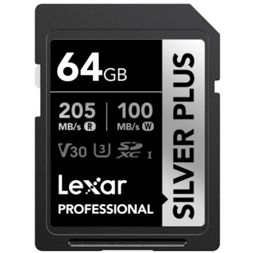 Lexar® Professional SILVER PLUS SDXC™ UHS- I , 64GB/128GB/256GB/512GB/1TB(up to 205MB/s Read, up to 100MB/s Write)