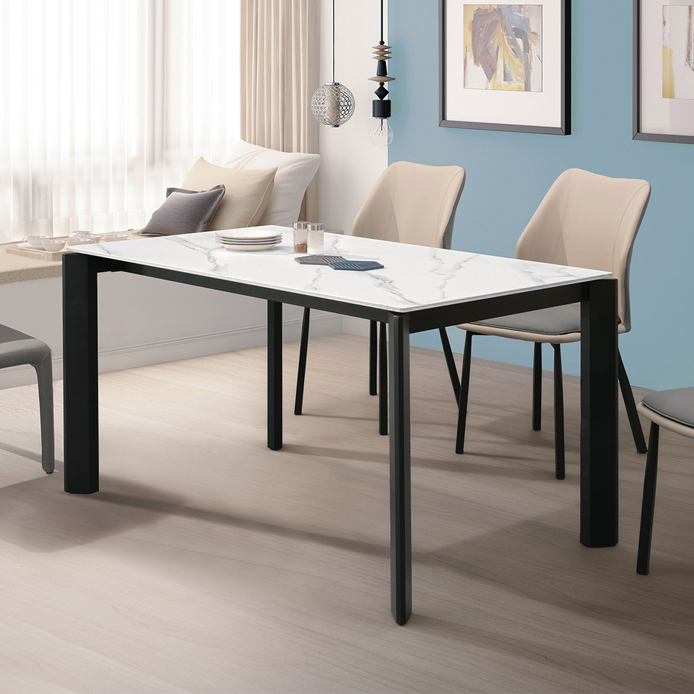 德里4.7尺工業風白色岩板餐桌/休閒工作桌