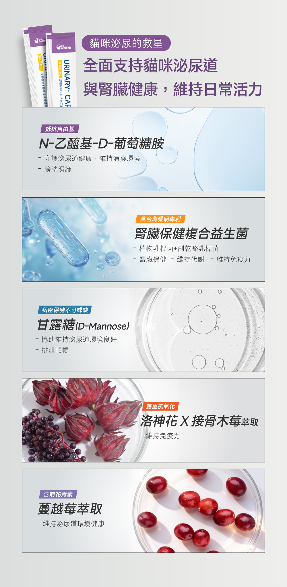 沛威專效保健貓用護泌尿主要成分