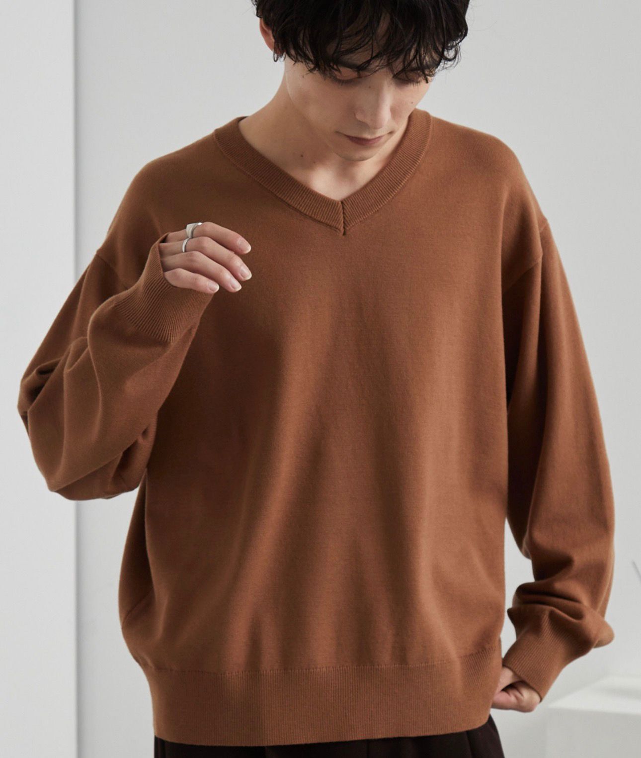 【預購】JN123002 MONO-MART 寬鬆V領針織上衣