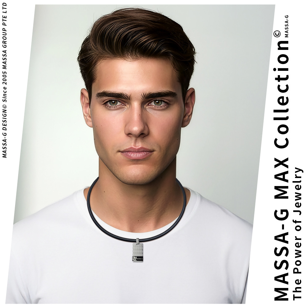 MASSA-G Deco純鈦系列【黑色菱格】鍺鈦鍊飾