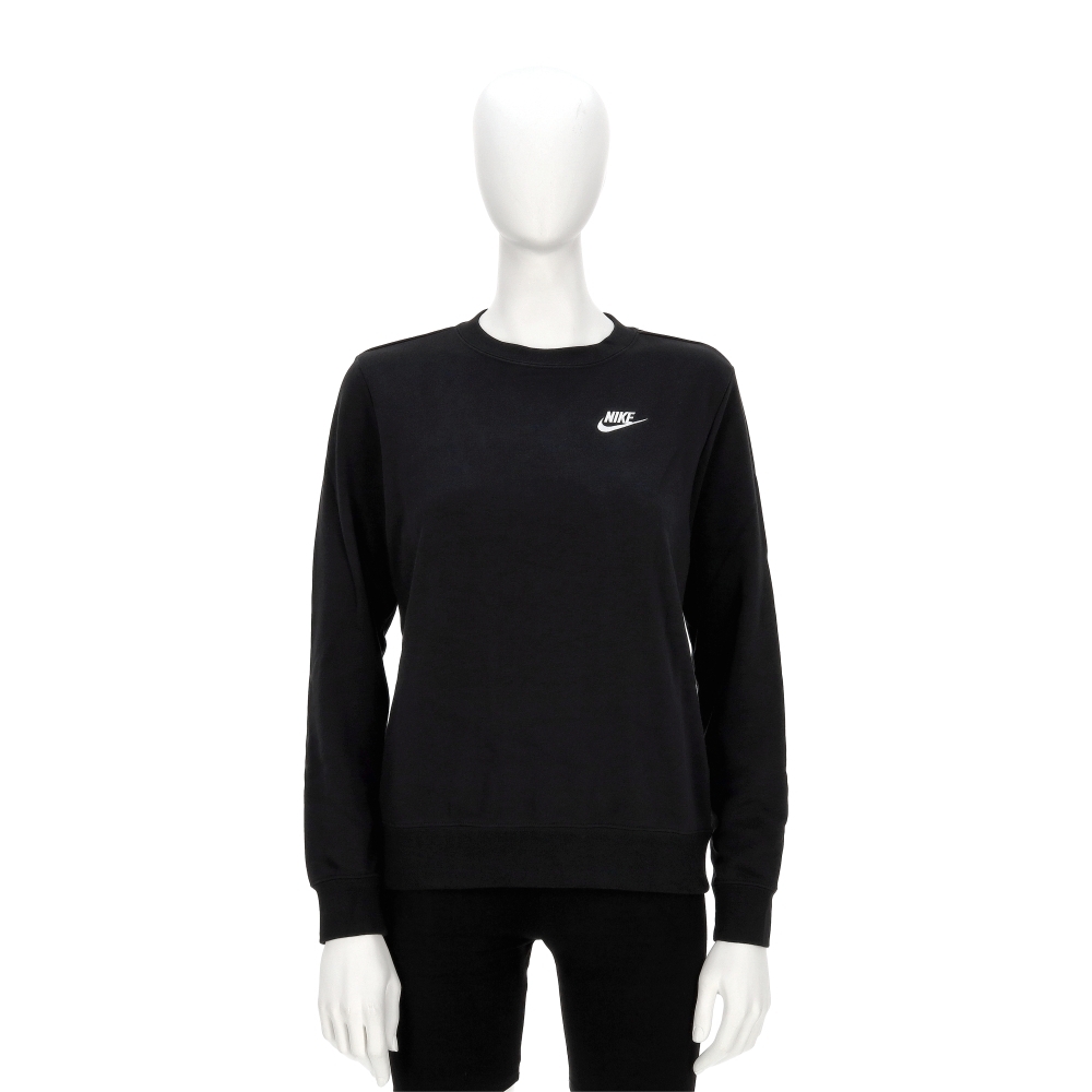 Nike Club FLC Crew STD 女款 黑色 運動 寬鬆 刷毛 大學T 休閒 長袖 DQ5474-010