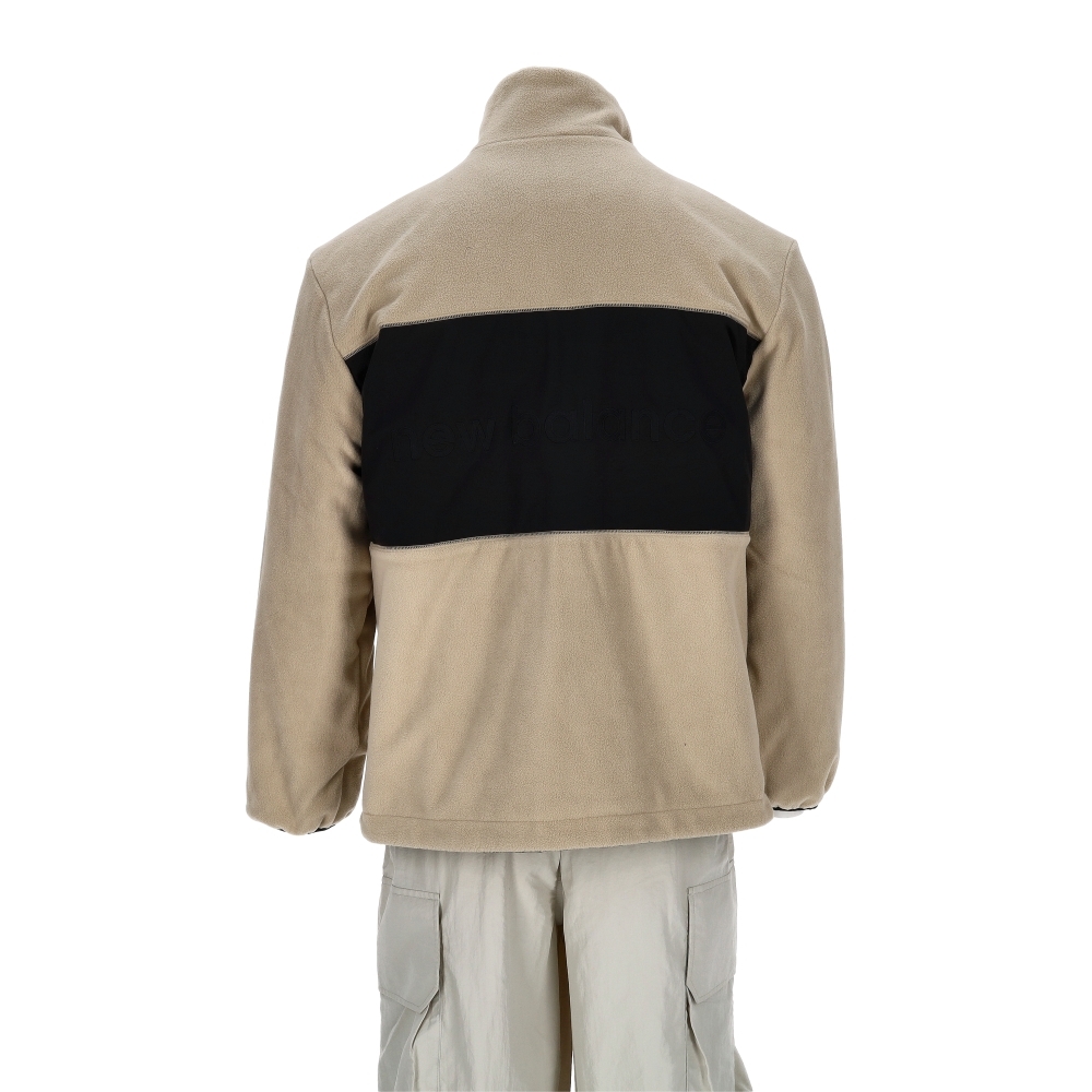 New Balance Sds 男款 黑卡其色 雙面穿 兩用 立領 拉鍊 刷毛 保暖 夾克 外套 AMJ54330BK