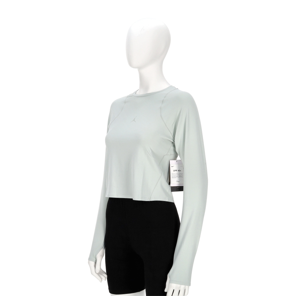 Nike J Spt Df Fltwt Ls Top 女款 淺綠色 短版 訓練 運動 長袖 HQ8949-034