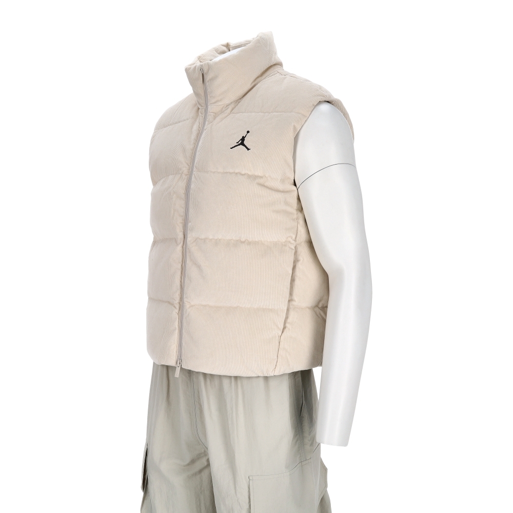 Nike J Flt Down Vest 男款 米白色 立領 燈芯絨 保暖 羽絨 背心 HV0535-104