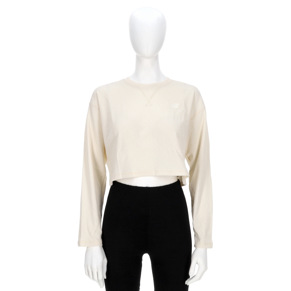 New Balance 女款 米杏色 NB 美規 短版 華夫格 長袖 WT53529PEF