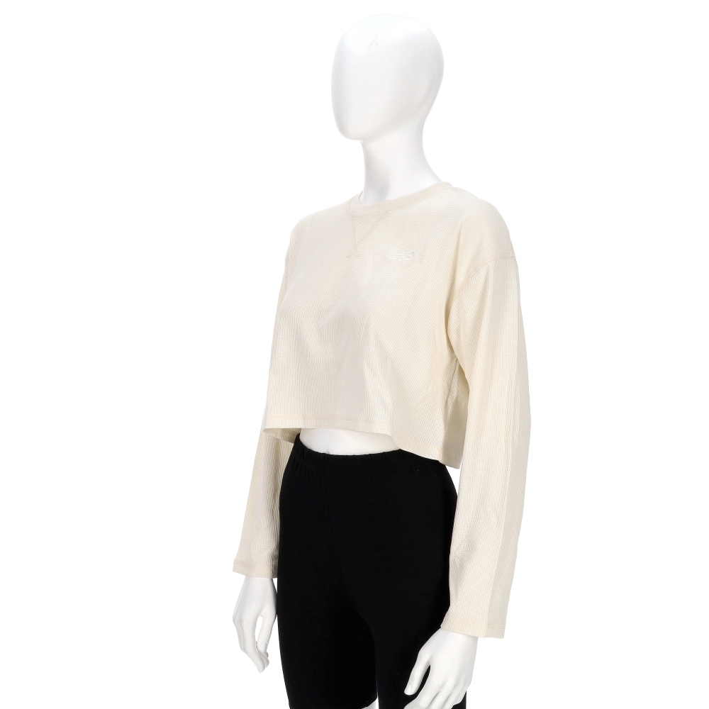 New Balance 女款 米杏色 NB 美規 短版 華夫格 長袖 WT53529PEF