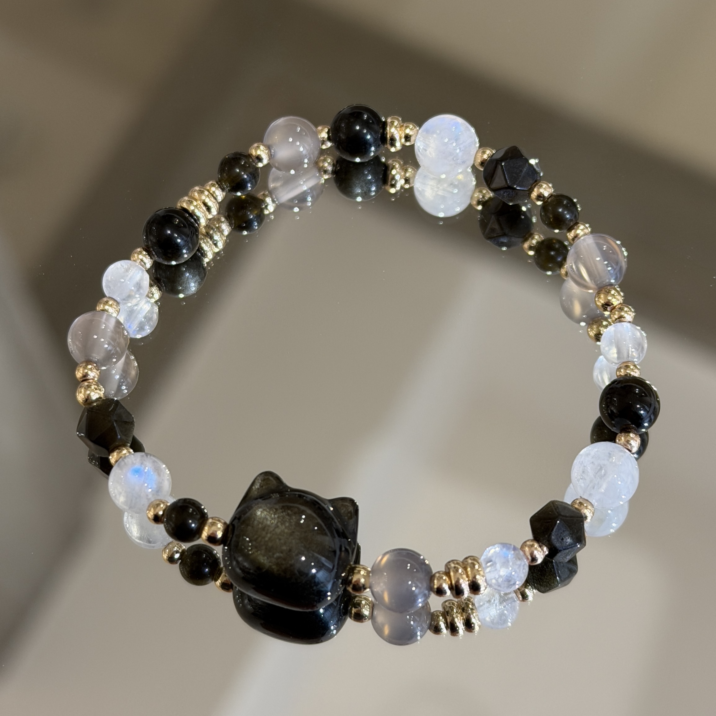 安穩正能量 | 幸運三色貓 | 黑曜石貓咪