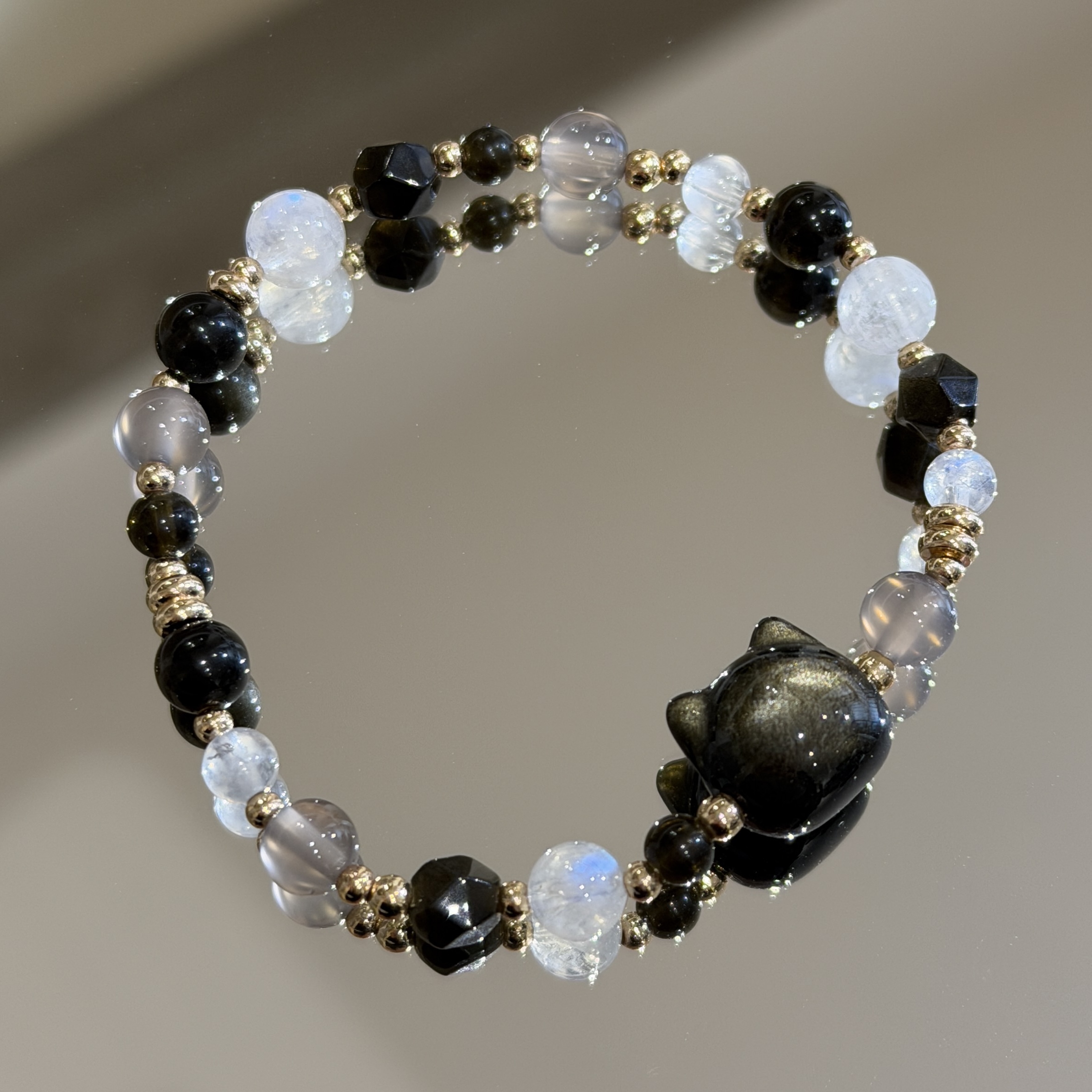 安穩正能量 | 幸運三色貓 | 黑曜石貓咪