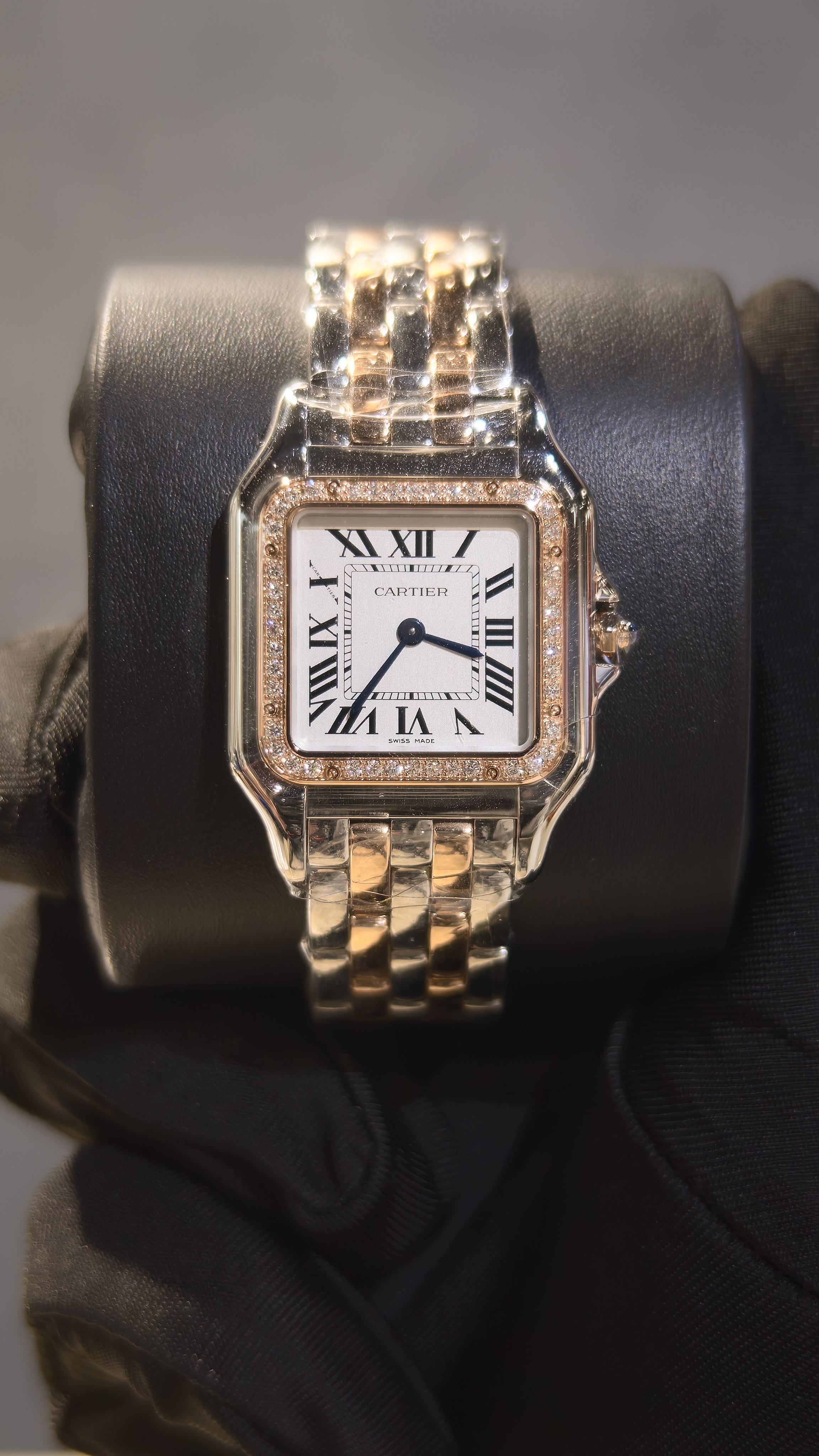 BRAND NEW CARTIER W3PN0015 WHITE DIAL MEDIUM PANTHERE DE CARTIER DIAMOND ROSE GOLD QUARTZ 37mm