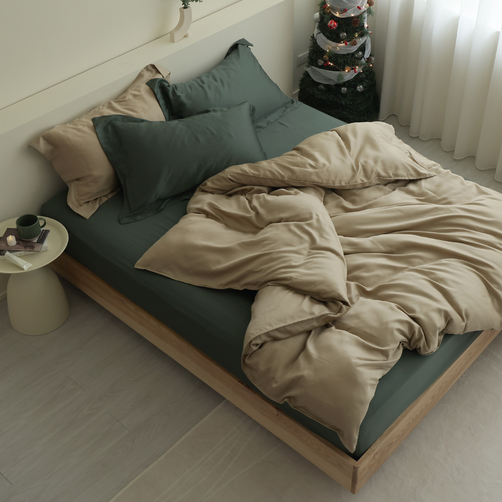 60支天絲｜100%萊賽爾｜雙色配｜冬搽綠ｘ流光金 芬蘭小鎮